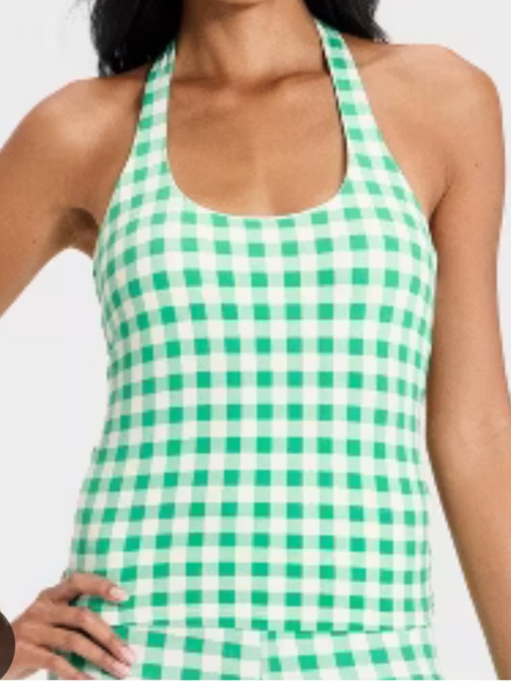 All in motion everyday soft halter tank top Green Gingham NWT 8
